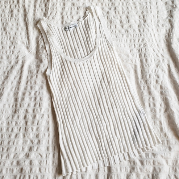 Zara White Ribbed Tank Top - Picture 1 of 3